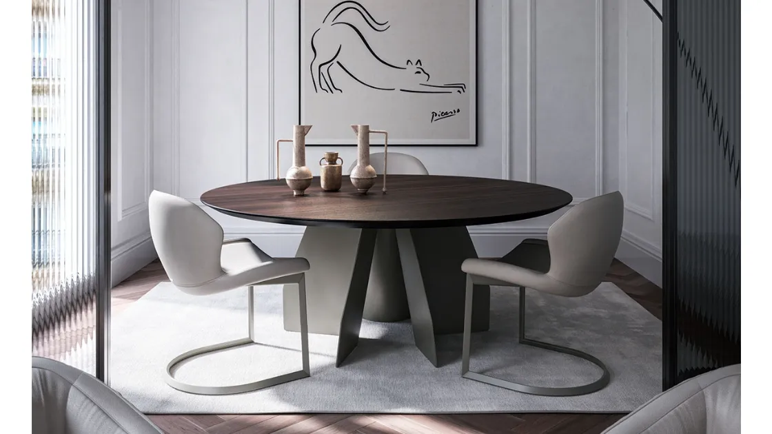 Tavolo con top in legno Senator Round di Cattelan Italia