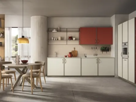 Cucina Moderna Jeometrica in decorativo Bianco Puro e Paprika di Scavolini