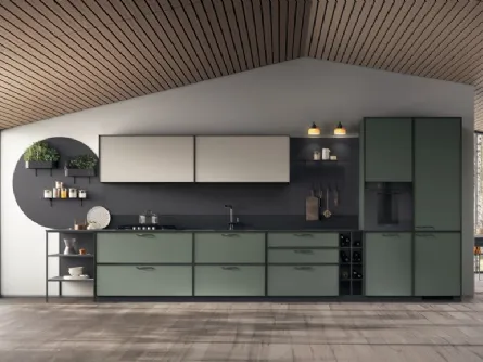 Cucina Moderna Jeometrica in decorativo Selva e Soft Beige di Scavolini