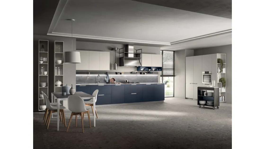 Cucina su misura Mia Blu Moon e Grigio Chiaro di Scavolini